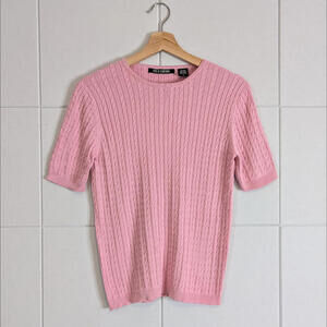 Vintage Evelyn & Arthur silk cotton cable knit short sleeve top